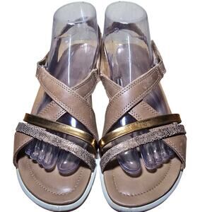 Ecco Felicia Leather Sandals Cashmere/tan / Bronze/brown Cream sole Size 9